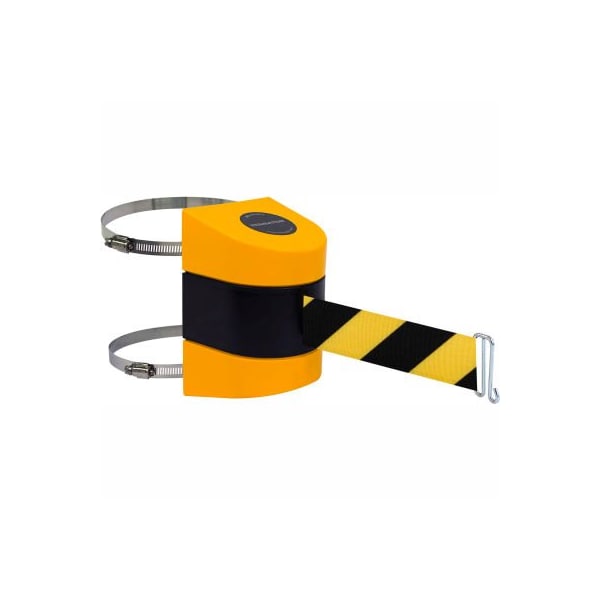 Lawrence Metal Prod. Tensabarrier Warehouse Retractable Belt Barrier, Yellow Case W/24' Black/Yellow Belt 897-24-C-35-NO-D4X-A - main